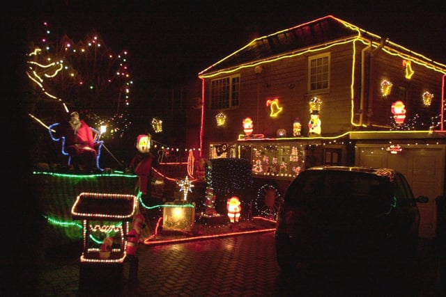 This house owned by Margaret and Bob Cook in Horbury was covered with 8,500 Christmas lights. It made it through to the last six of a festive lights competion run by Calender News in December 2000.