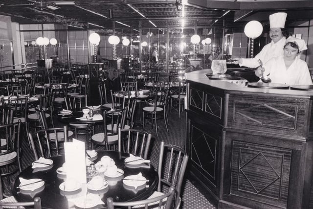 The creperie upstairs at Le Jardinet in the Bond Street Centre pictured in November 1982.