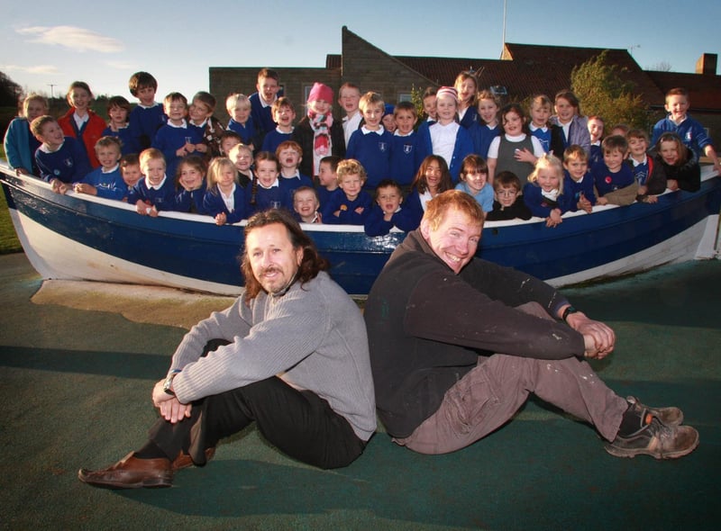 Geoff Delve and Gary Chadfield who both helped restore Lythe School’s boat free of charge.