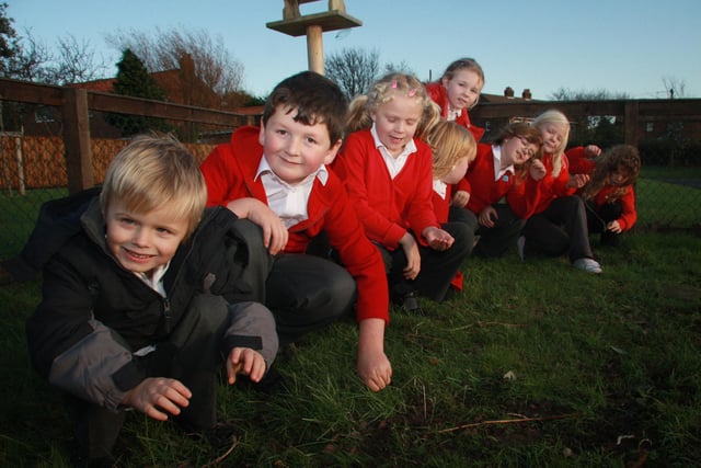 Children from the garden club at Oakridge School, Hinderwell.