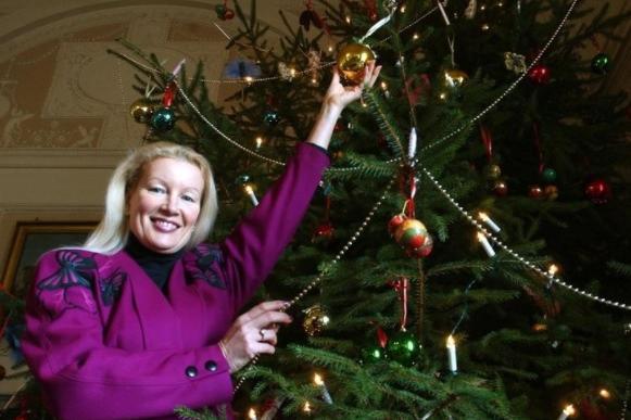 Volunteer Helen Brown with the Top Hall Christmas tree at Nostell Priory in December 2003. The huge tree remains a key feature of Nostell's festive celebrations