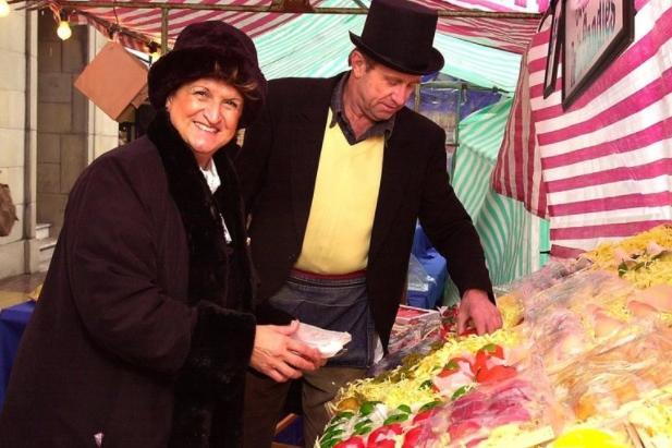 Paul and Hatije Taylor on their candle stall at Wakefield's Victorian Christmas market in 1999.