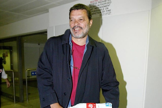 Socrates - full name Sócrates Brasileiro Sampaio de Souza Vieira de Oliveira - arrives at Manchester Airport.