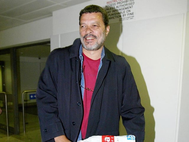 Socrates - full name Sócrates Brasileiro Sampaio de Souza Vieira de Oliveira - arrives at Manchester Airport.