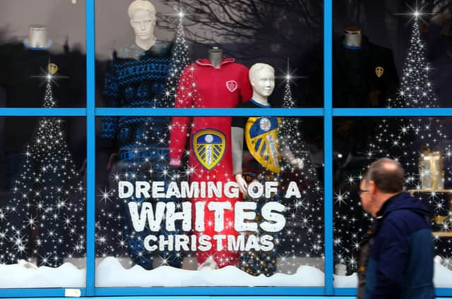 Leeds United merchandise on sale at Christmas time. Pic: Jan Kruger