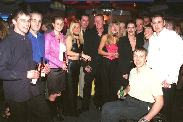 Opening of The Residence nightclub in Poulton, formerly Club L'Orange.
Pic shows guests of owner Elliott Simpson (centre) at the opening in 2000