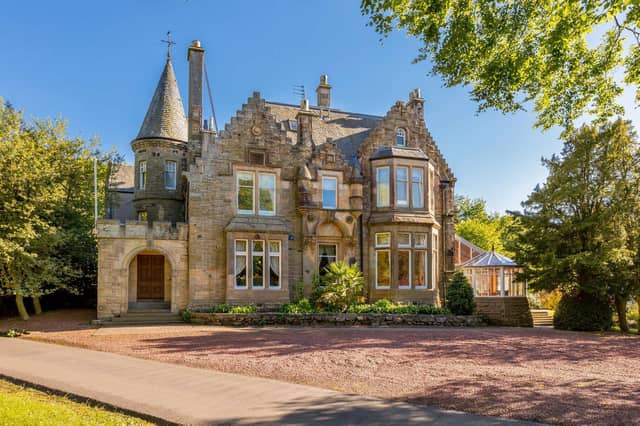 A highly impressive baronial villa with history. Stunning gardens include a sunken pond, a patio area and a listed 'summer house'.