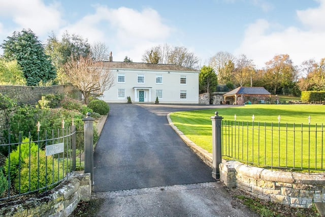 A grand front entrance to this stunning Welsh property that is for sale with a price tag of £1,225,000.