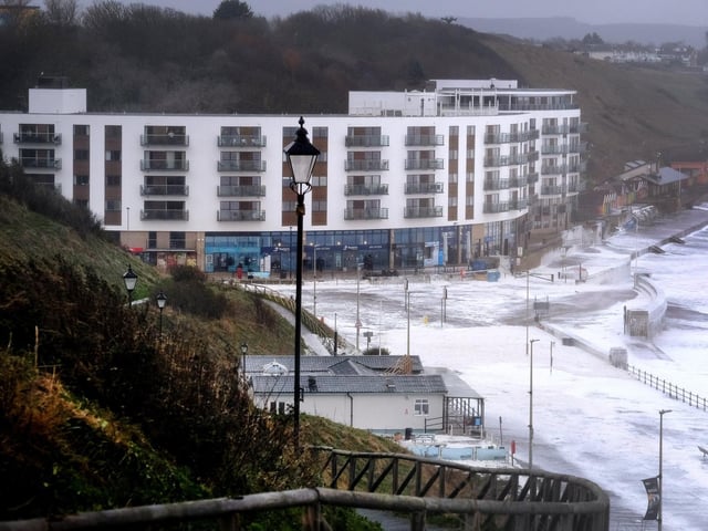 Scarborough's North Bay takes a battering from Storm Arwen.