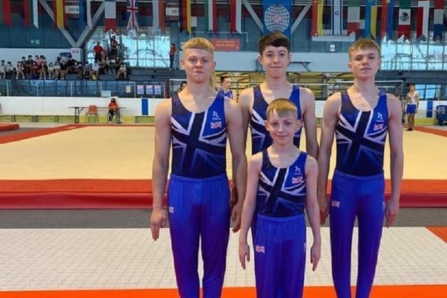 Wakefield Gym Club's 11-16 men’s four competition team Ryan Bradley, Alex Hamer, Tom Smart and Jack McIntyre, who made their international debut in the World Championships.