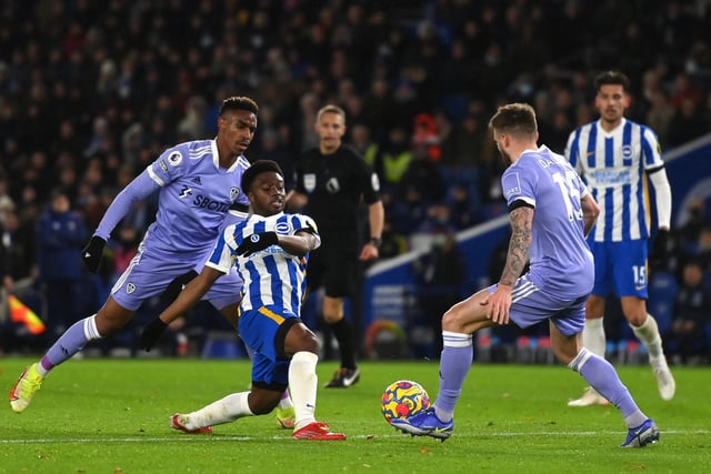 6 - Played three positions. Struggled to contain Brighton's wide players. Showed a desire to get forward in the second half.
Photo by Mike Hewitt/Getty Images.