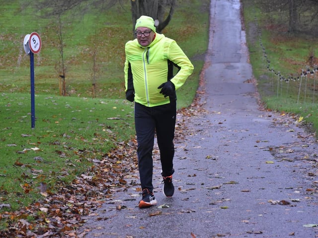 Dave Foster in action at a wet and windy Sewerby Parkrun
Photo by TCF Photography