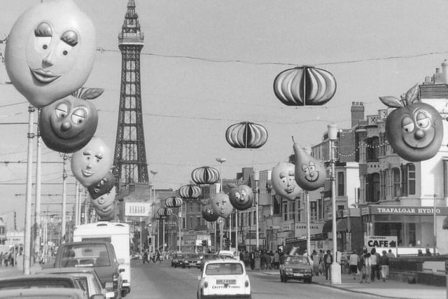 The Fruitopia lights, Blackpool promenade, 1984