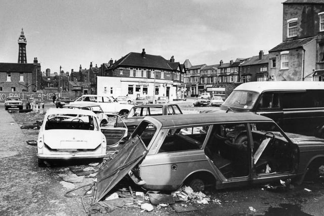Derelict and abandoned cars on Erdington Road and Bethesda Square, attracted vandals in 1982
