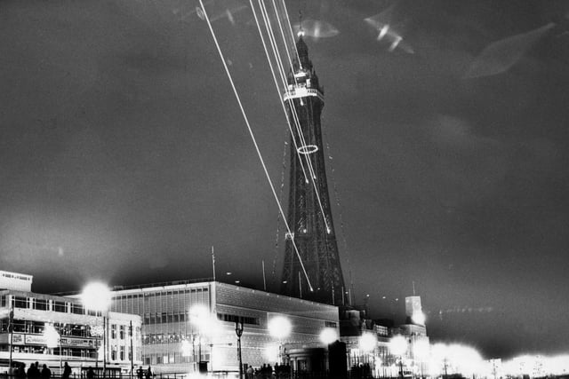 Lasers from the top of the tower in 1982