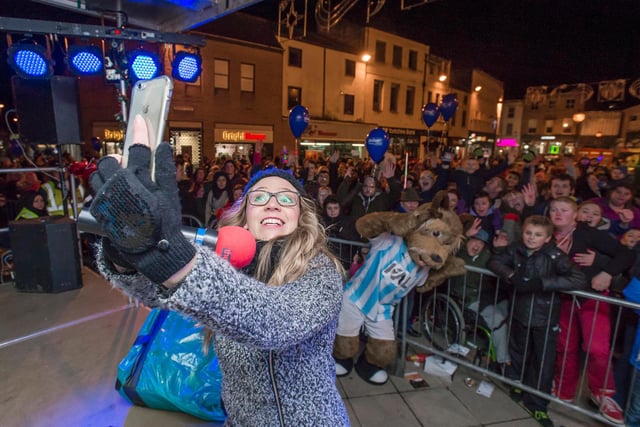 Jacqui Blay getting a selfie at the Dewsbury Christmas lights switch-on in 2015