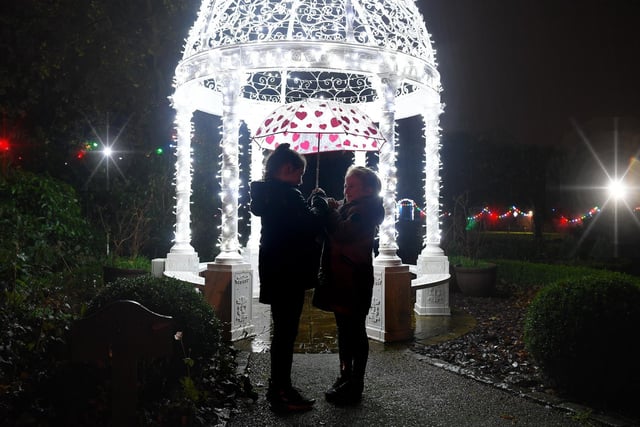 The lit up pergola at St Catherine's Hospice