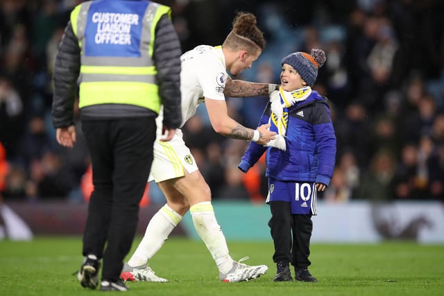 Kalvin Phillips with a young fan.
