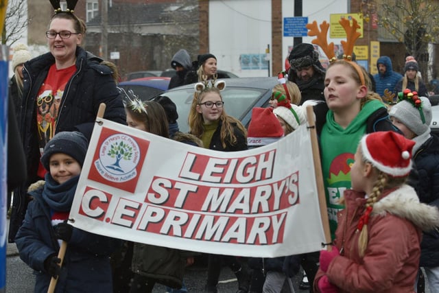Pupils from Leigh St Mary's CE Primary School at the parade.