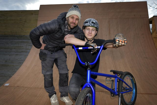 Scarborough's BMX star Miller Temple at his own skate park with his dad Matty.

Picture by Richard Ponter