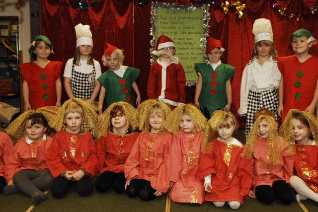 The cast of the Long Marston School Nativity 'A Christmas Recipe'.