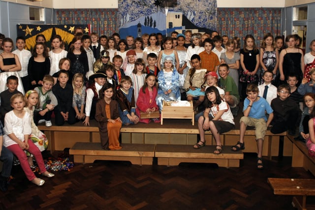 The cast of the Pannal School Nativity 'Are We Nearly There Yet?'.