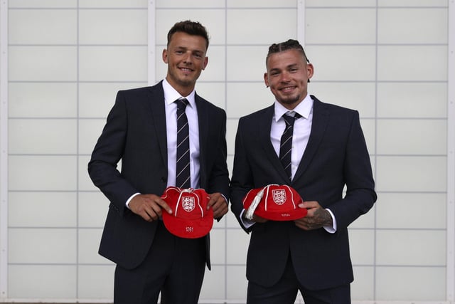 Phillips is awarded his England cap alongside his former Whites teammate and good friend Ben White in June 2021.