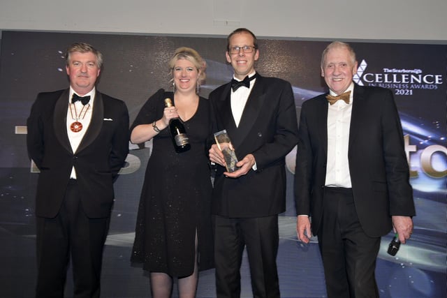 Chris Legard, Vice Lord-Lieutenant of North Yorkshire, left, presented Large Business of the Year to TestCard Ltd.