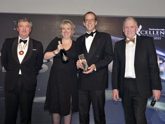 Chris Legard, Vice Lord-Lieutenant of North Yorkshire, left, presented Large Business of the Year to TestCard Ltd.