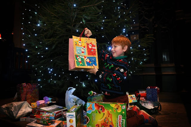 Gifts were donated to give to children in need. Pictured is nine-year-old Andrew Johnston from Micklefield.