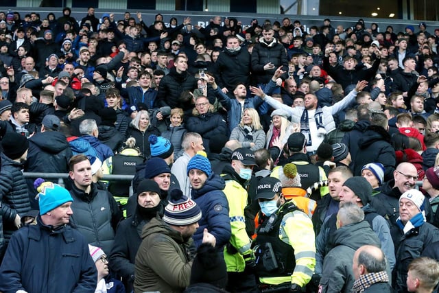 PNE fans in the Darwen End before kick-off