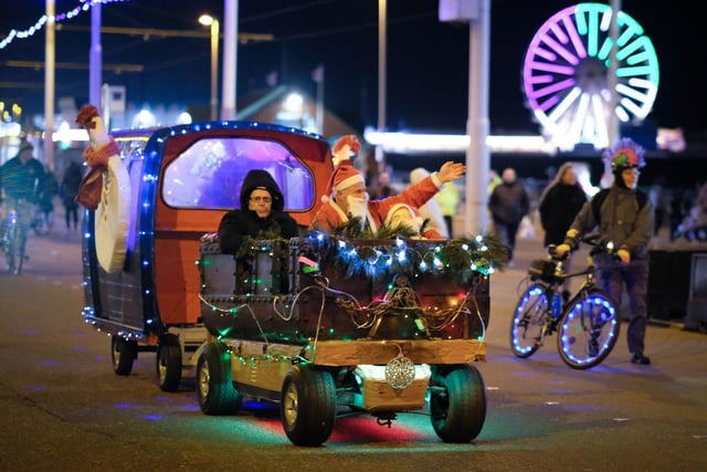The first ever Christmas Ride The Lights event along Blackpool Promenade.