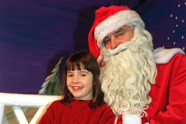 Claire Woods meets Santa at The Headrow Shopping Centre.
