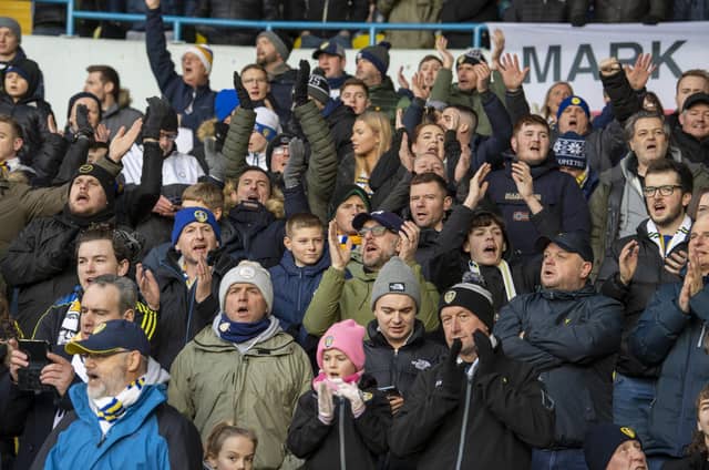 Leeds United fans watch on at Elland Road during Sunday's draw with Brentford.
