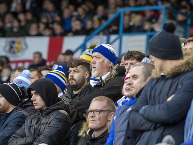 Leeds United fans watch on at Elland Road during Sunday's draw with Brentford.