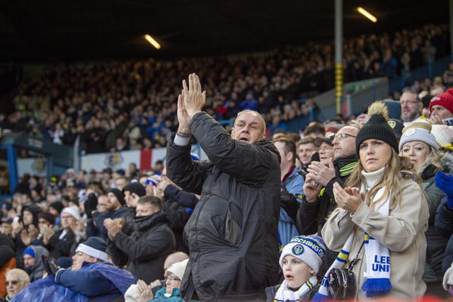 Leeds United fans watch on at Elland Road during Sunday's draw with Brentford.