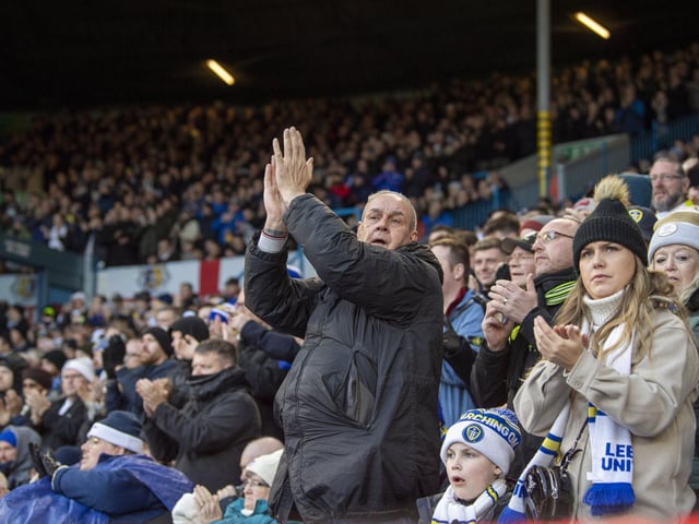 Leeds United fans watch on at Elland Road during Sunday's draw with Brentford.