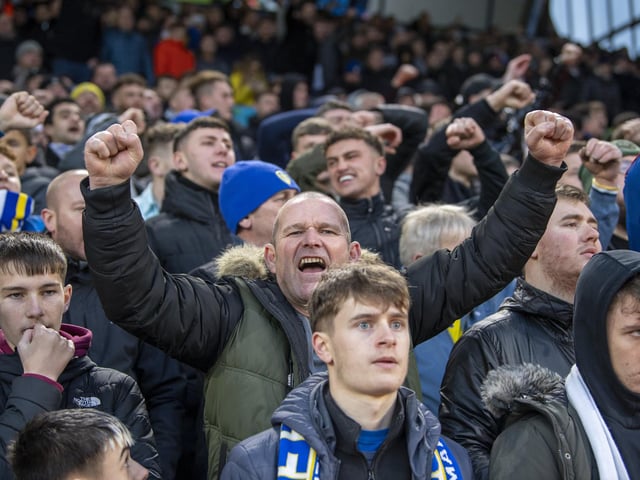 Leeds United fans watch on at Elland Road during Sunday's draw with Brentford.
