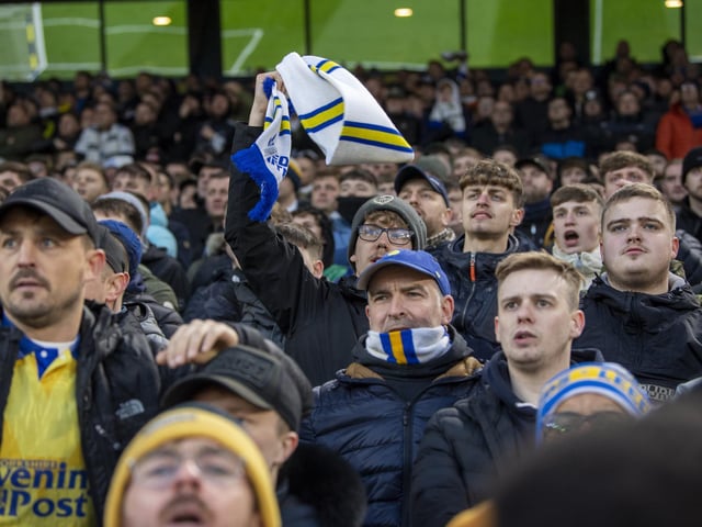 Leeds United fans watch on at Elland Road during Sunday's draw with Brentford.