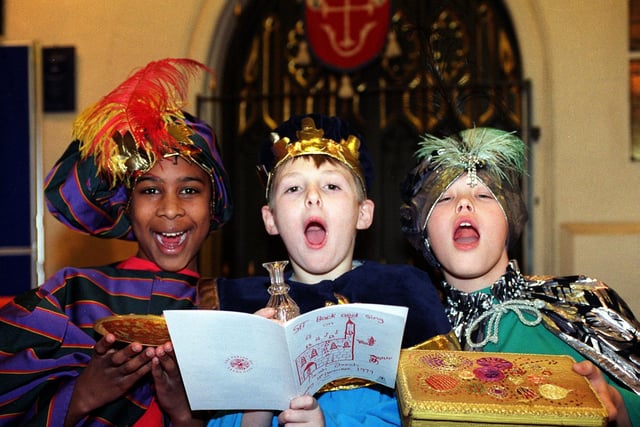 These three kings are from St Peters C of E Primary in Burmantofts are in good voice at the YEP carol concert held at Leeds Parish Church. Pictured, from left, is Luke Duckron, Stuart Mann and Dane Robinson.