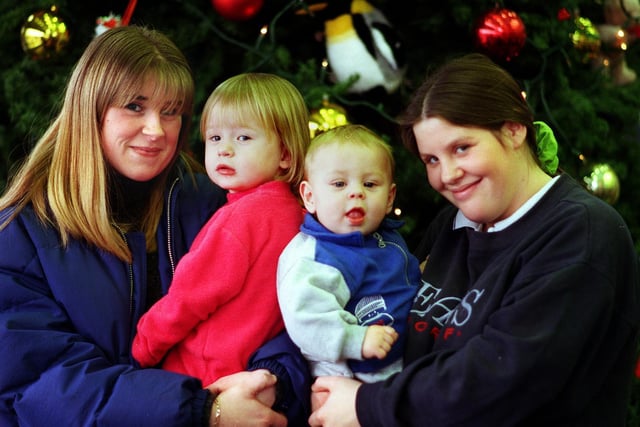 Pictured are the second and third place winners of the YEP Baby of the Year competition. In second place was Leighton Cookson (second from right) with his mum Nicola Cookson (right) and in third place Laura Tegerdine (second left) with her aunt Stacey Tegerdine (left).
