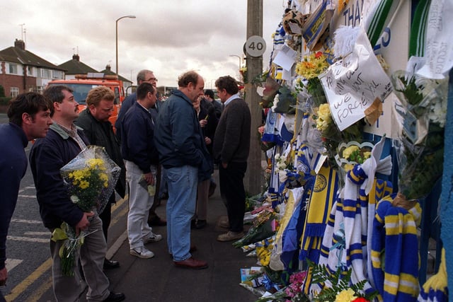 Leeds United fans leave tributes at Elland Road.