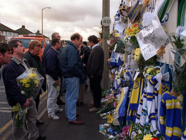 Leeds United fans leave tributes at Elland Road.