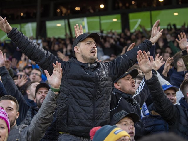 Leeds United fans watch on at Elland Road during Sunday's draw with Brentford.