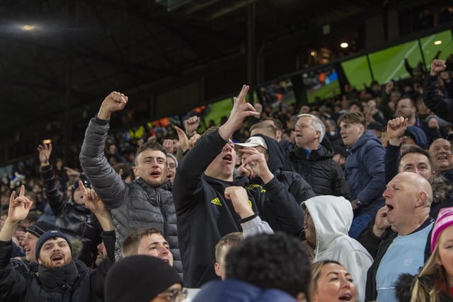 Leeds United fans watch on at Elland Road during Sunday's draw with Brentford.