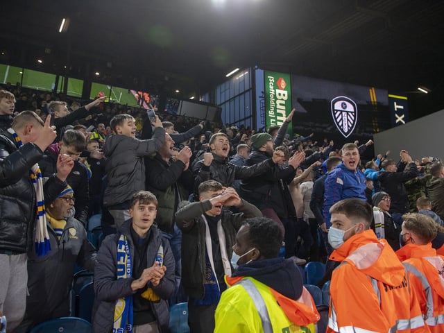 Leeds United fans watch on at Elland Road during Sunday's draw with Brentford.
