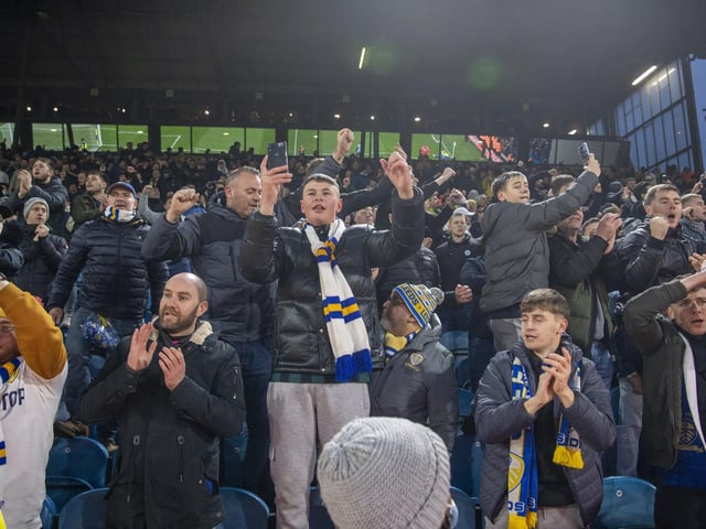 Leeds United fans watch on at Elland Road during Sunday's draw with Brentford.