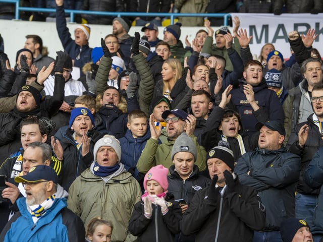 Leeds United fans watch on at Elland Road during Sunday's draw with Brentford.