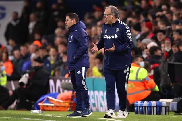 BEES BATTLE: Whites head coach Marcelo Bielsa on the touchline as Leeds United pick up their 16th point of the 2021-22 Premier League campaign in Sunday's 2-2 draw against Brentford at Elland Road. Photo by George Wood/Getty Images.
