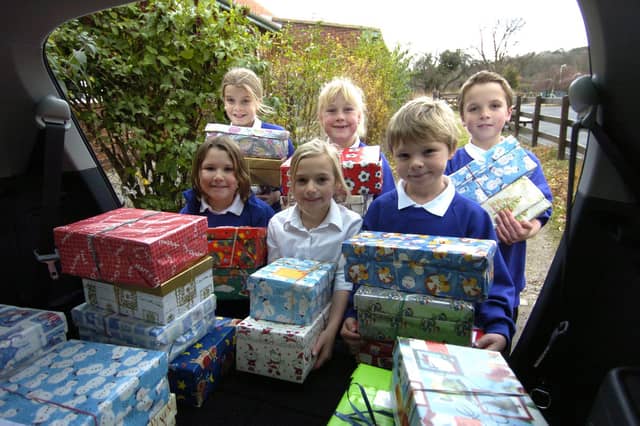 Pupils from Ruswarp Primary School have collected over 85 Christmas boxes for charity.